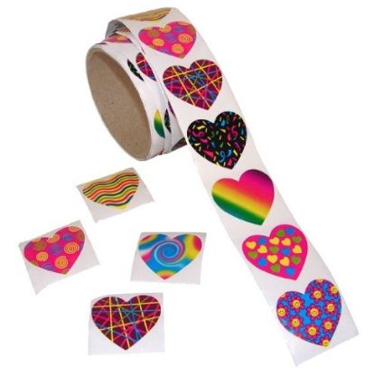 Fun Express Funky Heart Roll Stickers (100 Piece)