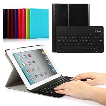 CoastaCloud iPad 2/3/4 Really Thin SmartShell Stand Cover with Magnetically Detachable Wireless Bluetooth Keyboard Case for Apple iPad 2 3 4