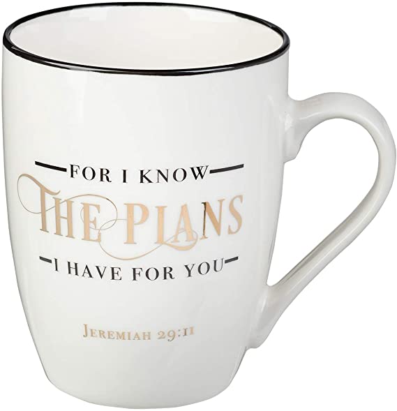 I Know The Plans Jeremiah 29:11 Ceramic Christian Coffee Mug for Women and Men - Inspirational Coffee Cup and Christian Gifts, 12oz