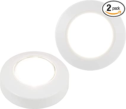Energizer Push ON/Off Puck, LED, Soft, Accent, Closet, Kitchen, Battery Operated, Tap Light, 46009, 2 Pack Mini White