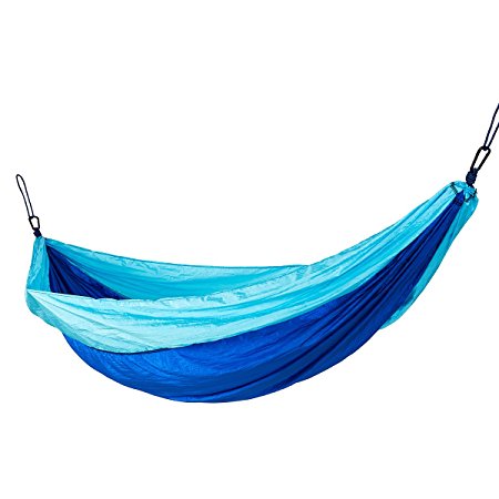 Oaskys Hammock for Camping,Backpacking,Travel,Beach,Yard and Outdoor Survival made of Portable Lightweight Nylon Parachute (Single, DarkBlue-Blue)