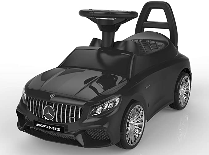 POCO DIVO Ride-on Toy, Licensed Mercedes-Benz AMG Baby Racing Car, 3in1 Walker, Toddler Gliding Scooter, Pulling Cart with Sound & Light, Black