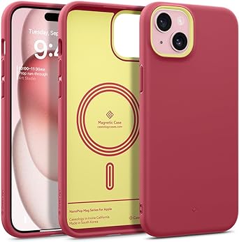 Caseology Nano Pop Mag for iPhone 15 Case 5G [Dual Layer Silicone Case Compatible with Magsafe] Military Grade Drop Tested (2023) - Magenta Lychee