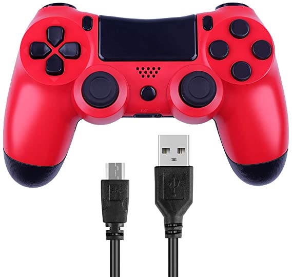 Poulep Wireless Controller for PS4 Playstation 4 Dual Shock (New Model, Red)
