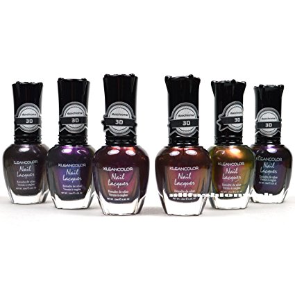 NEW KLEANCOLOR 3D DUOCHROME NAIL POLISH LOT OF 6 LACQUER THE CHROMATIC ERA KNP17   FREE EARRING by Kleancolor