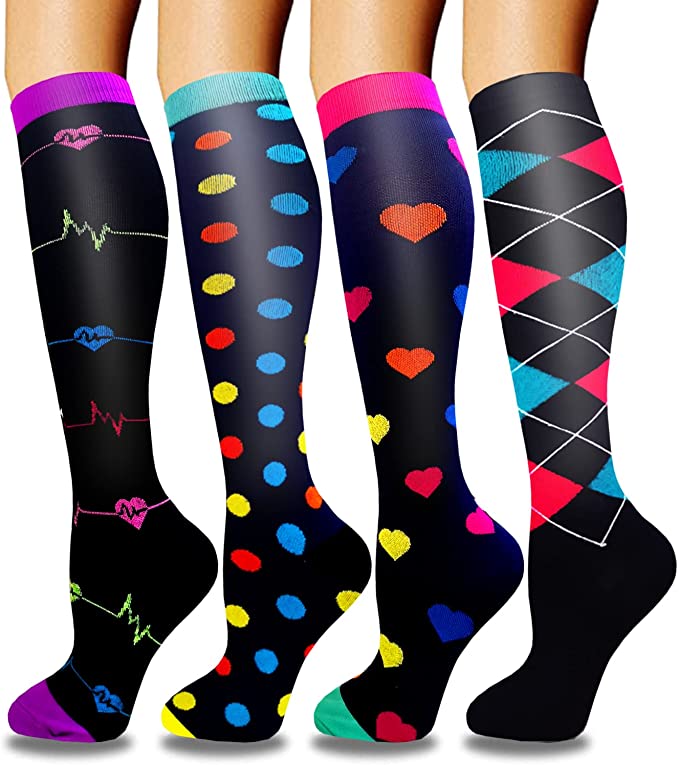 Compression Socks for Women & Men, 15-25 mmhg Knee High Compression Stocking for Running, Sports, Travel, Flight, Nurses, Pregnancy