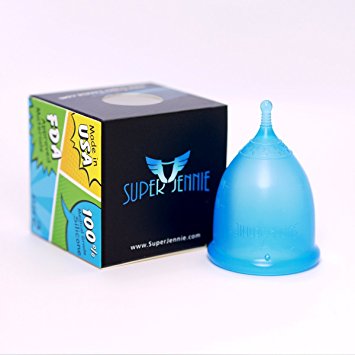 Super Jennie Menstrual Cup - Made in USA - FDA Registered (Small, Blue) -