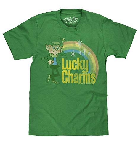 Tee Luv Lucky Charms Shirt - Vintage Lucky The Leprechaun Logo T-Shirt Kelly Green Heather