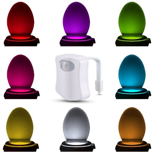 Topist Toilet Night Light, LED Sensor Motion Activated Toilet Light Battery-Operated,8 Colors Changing Night Light Toilet Bowl Light