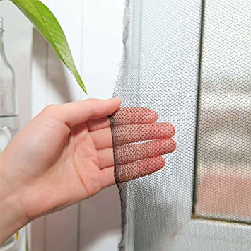 Flyzzz DIY Self-adhesive Window Screen Netting Mesh Curtain, 100X150cm (Approach 39.37x59.05 Inches), With Sticky Tape Screen Protector Velcro Spiders, Fitted to Multiple Windows (5 Packs, Black)