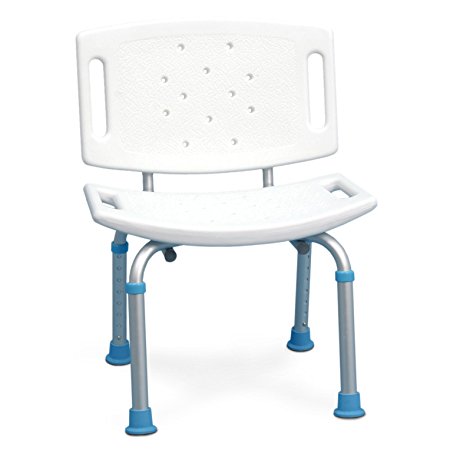 AquaSense Adjustable Bath and Shower Seat with Non-Slip Seat and Backrest, White