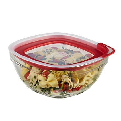 Rubbermaid Easy Find Lids Glass Food Storage Container, 8 Cup, Racer Red 2856006