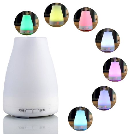 100ml Aromatherapy Essential Oil Diffuser Portable Ultrasonic Cool Mist Aroma Humidifier with Color LED Lights Changing and Waterless Auto Shut-off Function for Home Office Bedroom Room