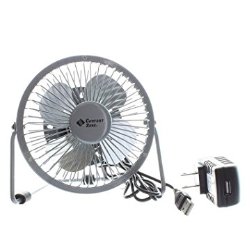 Comfort Zone 4" Dual Powered High Velocity Fan (Silver)