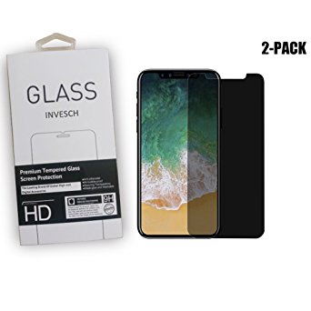 INVESCH Privacy Tempered Screen Protector for iPhone X Anti Spy Private Screen Mirror 2-Pack (Privacy)