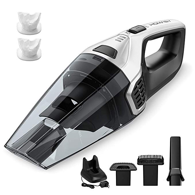 Homasy Upgraded Handheld Vacuum Cleaner Cordless, Powerful Lightweight Cyclonic Suction Cleaner, Rechargeable Quick Charge, Wet Dry Vacuum Cleaner for Pet Hair, Home and Car Cleaning