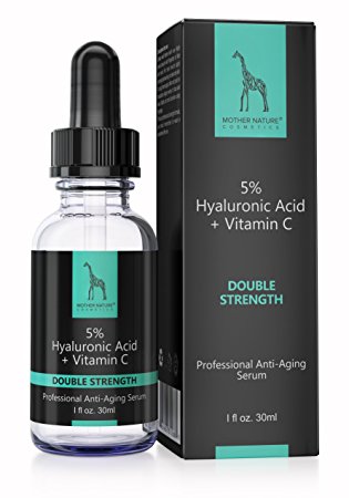 Mother Nature - Hyaluronic Acid-Serum || Anti-Aging | With Vitamin C, Vitamin E, Retinol, Aloe Vera & Jojoba Oil || Double Strength