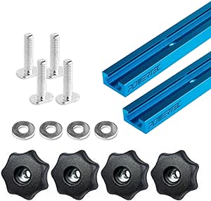 POWERTEC 71811 24" Double-Cut Profile T-Track and T-Track Knob Kit w/ 7-Star 5/16 Threaded Knob, Bolts and Washers, For Woodworking Jigs