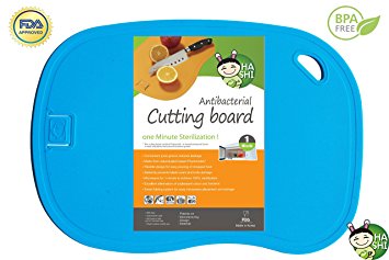 Antimicrobial Cutting Board, 100% 1 Minute Microwave Antibacterial Sterilization, Non-slip and Flexible Cutting Mats (Blue) by Hashi