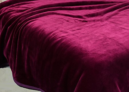 Chezmoi Collection Heavy Thick One Ply Korean Style Faux Mink Blanket 9-Pound Oversized King 105x92" (King, Purple)