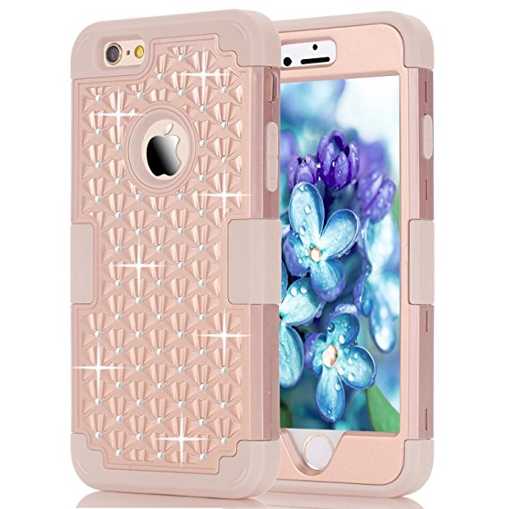 iPhone 6 case,iphone 6 case,PIXIU Heavy Duty Defender High Impact Dirt/Shockproof Armor protective Case Cover For Apple iPhone 6/6S 4.7(Rose Gold)