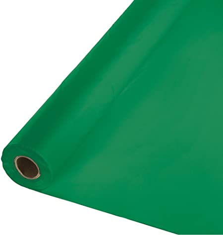 Creative Converting Roll Plastic Table Cover, Emerald Green , 100' x 40" - 013006