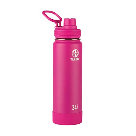 Takeya Actives Insulated Stainless Water Bottle with Insulated Spout Lid, 24oz, Fuchsia