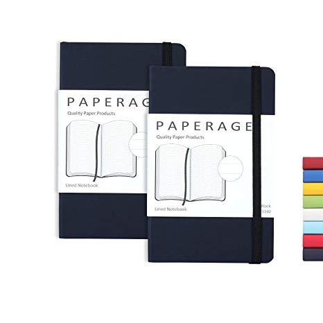 2-Pack Pocket Notebook Journal Notepad Small, College Ruled, 3.6" x 5.5", Faux Leather Soft Cover Mini Journal, 100 GSM Thick Paper, Inner Pocket (Black Lined)