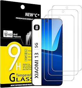 NEW'C 3 Piezas, Protector Pantalla para Xiaomi 13, No Compatible Xiaomi 13T,Cristal Templado Antiarañazos, Antihuellas, Sin Burbujas, Dureza 9H, 0.33 mm Ultra Transparente, Ultra Resistente