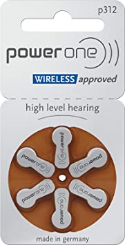 Power One Zinc Air Hearing Aid Batteries (Brown) Size 312 (60 Cells)