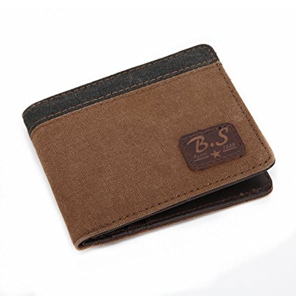 BAOSHA QJ-01 Passcase Wallet Canvas Classic Casual Bi-fold Wallet Purse