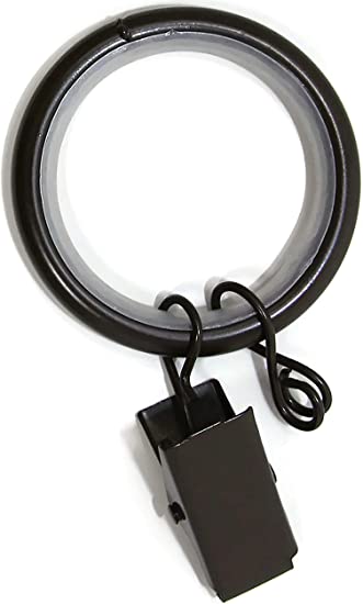Urbanest 1.25" Quiet Smooth Drapery Curtain Rod Rings for 1" Rod with Clips, Eyelets and Nylon Inserts, 8 Pieces, Oil-Rubbed Bronze