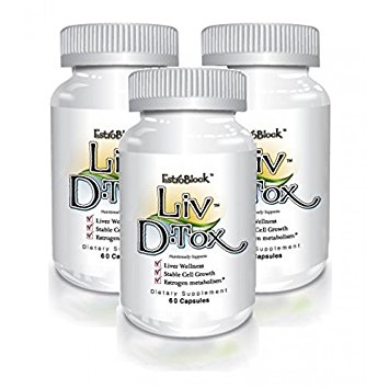 Liv D-Tox - 3-Pack 180 Capsules total - Liver Detox and Cleanse Support Health Supplement, with Turmeric Root Extract, Milk Thistle, Astragalus, Wasabi Root, and Asparagus (3)