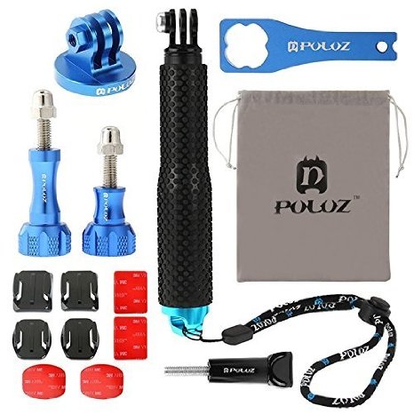 PULUZ 15 in 1 CNC Metal Accessories Combo Kit (Screws   Surface Mounts   Tripod Adapter   Extendable Pole Monopod   Storage Bag   Wrench) for GoPro HERO4
