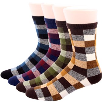 RioRiva Men Formal Dress Trouser Socks Mid Calf 100% Cotton Box Pattern