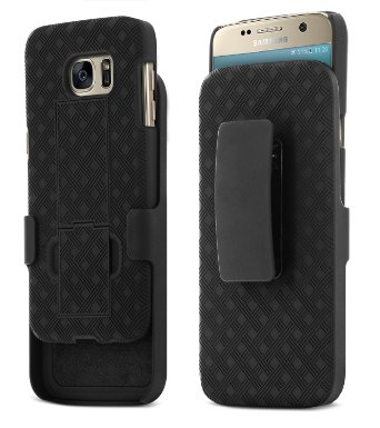 Galaxy S7 Shell & Holster Case, Aduro® COMBO [Lifetime Warranty] Super Slim Shell Case w/ Built-In Kickstand   Swivel Belt Clip Holster for Samsung Galaxy S7 (Retail Packaging)