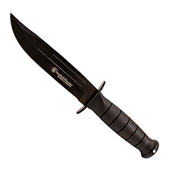 Smith & Wesson CKSUR2 10.5in High Carbon S.S. Fixed Blade Knife with 6in Bowie Blade and Rubberized Aluminum Handle for Outdoor, Tactical, Survival and EDC