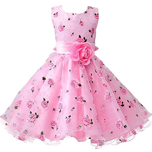 Berngi Baby Girls Birthday Dresses Floral Flower Wedding Princess Party Pageant Formal Dress Kids Cotton Evening Gowns