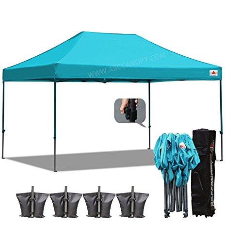 ABCCANOPY 18 colors 10x15 Pop up Tent Instant Canopy Commercial Outdoor Canopy with Wheeled Carry Bag Bonus 4x Weight Bag (Turquoise)