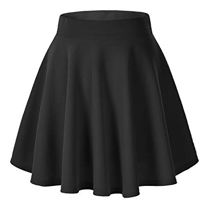 Urban CoCo Women's Basic Solid Versatile Stretchy Flared Casual Mini Skater Skirt