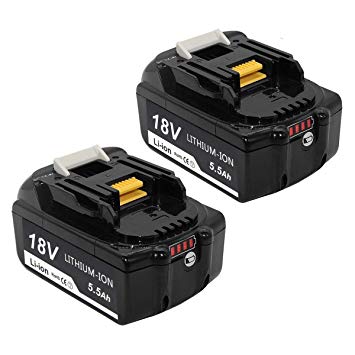 2X Dosctt BL1860B 18V 5.5Ah Lithium Replacement Battery for Makita 18 Volt LXT Battery Packs BL1830B BL1840B BL1850 LXT-400 BL1840 BL1830 BL1815 BL1835 BL1845 with Charge Indicator