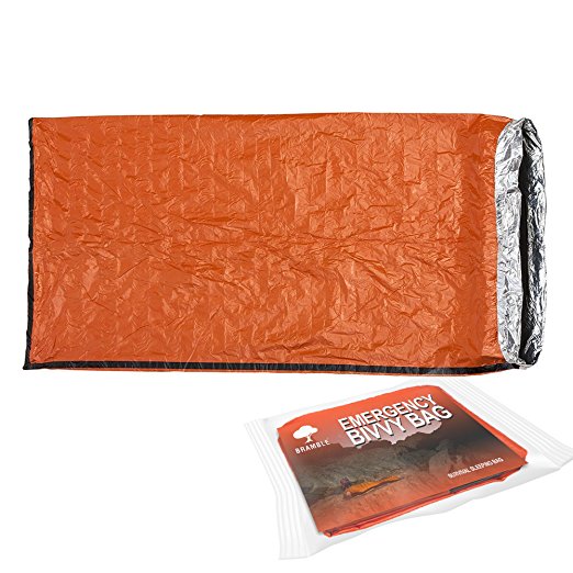 Bramble Emergency Bivvy Bag - Survival Sleeping Bag – Bushcraft – thermal Insulation Bright Orange Exterior, Reflective Lining Interior