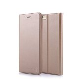 Nouske iPhone 6 6S 47 inch Flip Folio Wallet Stand up Credit Card Holder Leather Case Cover HolsterMagnetic ClosureTPU bumper360 Full Body protection Gold
