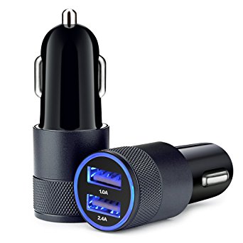 Car Charger, Sicodo 2-Pack 3.4A Dual USB Port Rapid Car Charger Adapter for iPhone 7, 7 Plus, 6 Plus, 6S, iPad, Tablet, Samsung Galaxy S8, S7 edge, HTC, Sony and Other USB Device