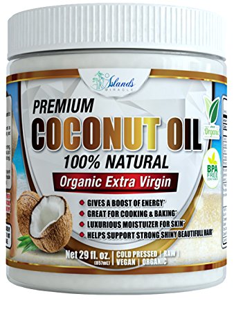 Island’s Miracle Best Coconut Oil 29oz For Hair Growth Skin and Face Pulling and Cooking Organic Extra Virgin Cold Pressed Unrefined Premium Tropical Oils