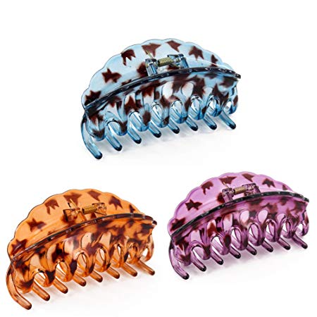 Yeshan Large 4" No-Slip Grip Jaw Claw Hair Clip For Women Thick Hair,Pack of 3