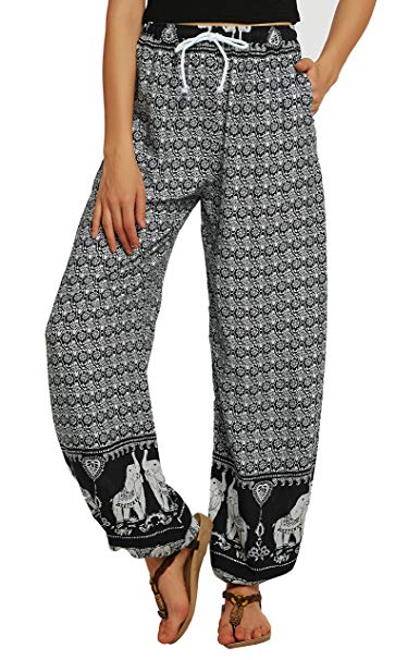 Urban CoCo Women's Floral Print Boho Yoga Pants Harem Pants Jogger Pants