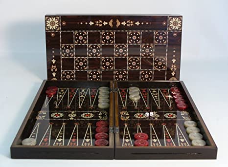World Wise Imports 19 in. Floral Wooden Backgammon Set with Chessboard