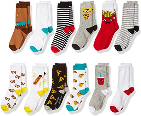 Amazon Brand - Spotted Zebra Kids' 12-Pack Crew Socks