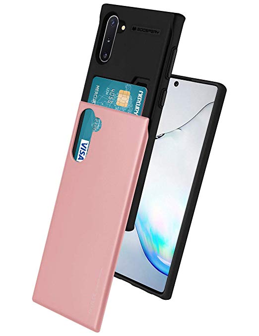 Goospery Sky Slide for Samsung Galaxy Note 10 Case (2019) Dual Layer Bumper Cover with Card Holder Wallet (Rose Gold) NT10-SKY-RGLD